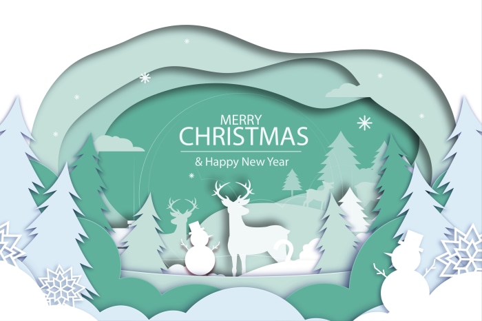 Merry Christmas and Happy New Year winter scene