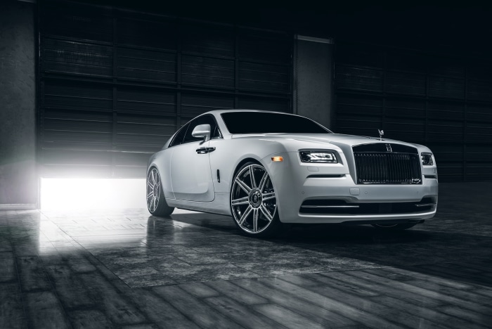 White Rolls-Royce Wraith Coupe in Garage