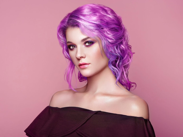 Woman with purple hair