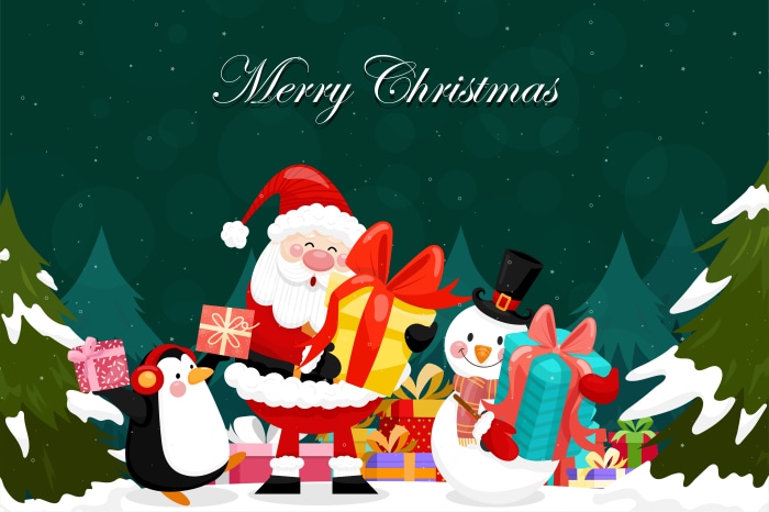 Merry Christmas Santa Snowman Penguin Gifts
