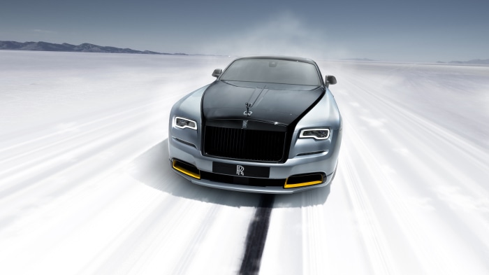 Rolls-Royce Dawn on a white salt flat