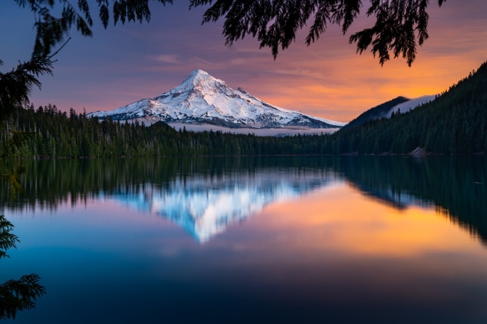 Mount Hood reflection in Trillium Lake, Oregon