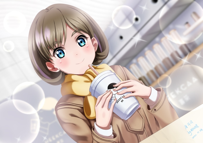 Keke Tang from Love Live! Superstar!! drinking from a cup