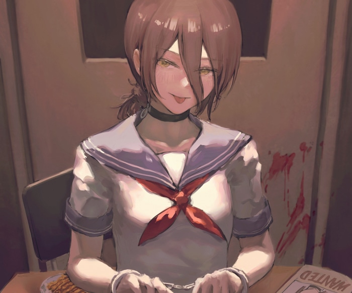 Reze from Chainsaw Man in handcuffs