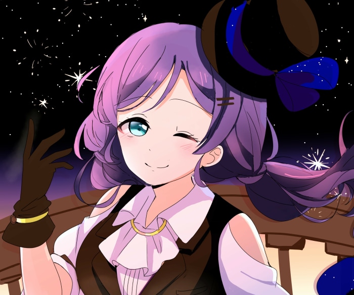 Nozomi Tojo from Love Live! with fireworks