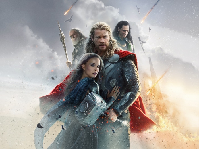 Thor: The Dark World 4K Poster with Thor, Loki, Jane Foster, Odin