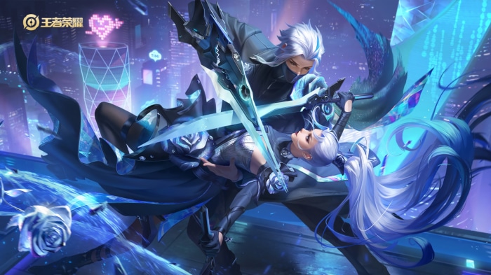 King Of Glory characters with swords in a city