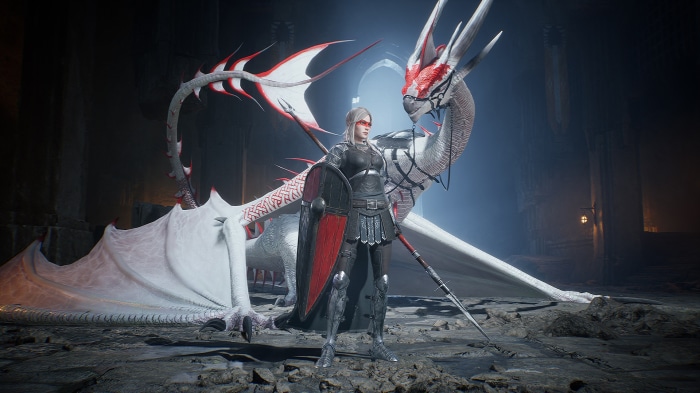 Woman warrior with dragon in Century: Age Of Ashes