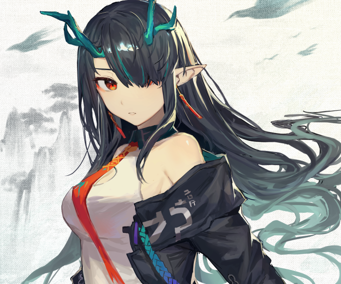 Girl with horns and long black hair
