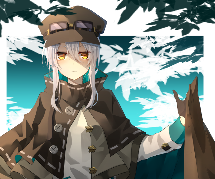 Girl with white hair and yellow eyes