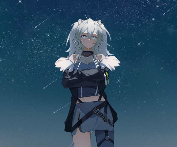 Shishiro Botan from Hololive under the starry sky