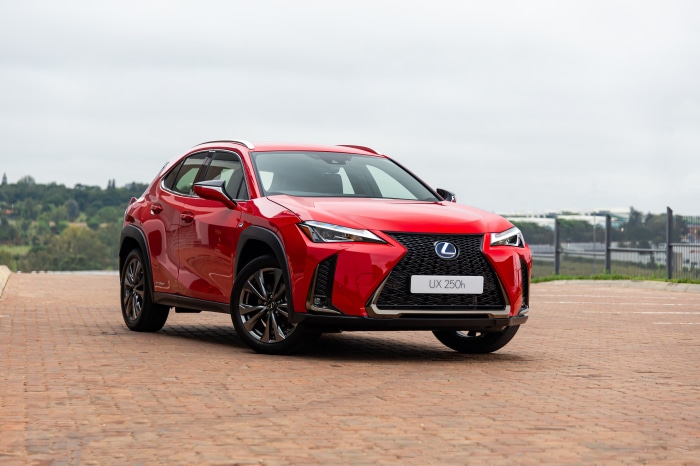 Red Lexus UX 250h F SPORT parked outdoors