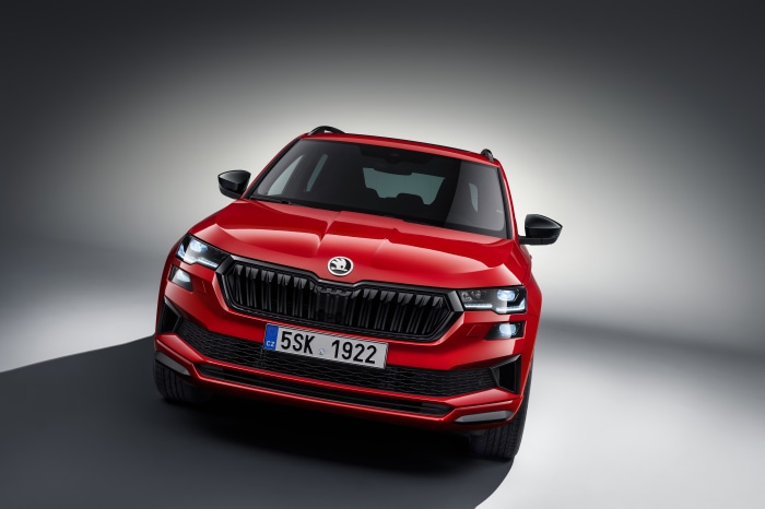 Red Skoda Karoq Sportline SUV