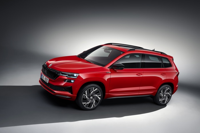 Red Skoda Karoq Sportline SUV