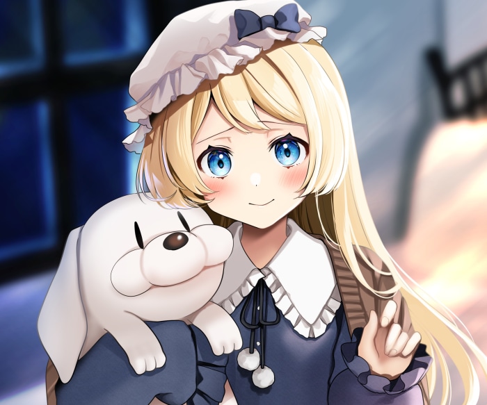 Jervis from Kantai Collection holding a plush toy