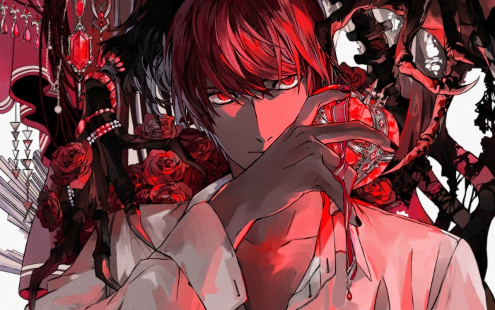 Light Yagami with Red Rose and Gem