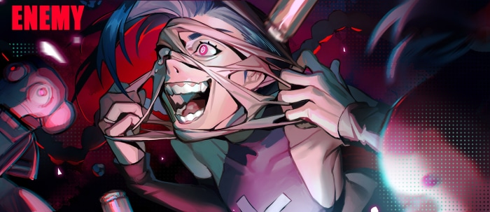 Jinx from League of Legends tearing her face