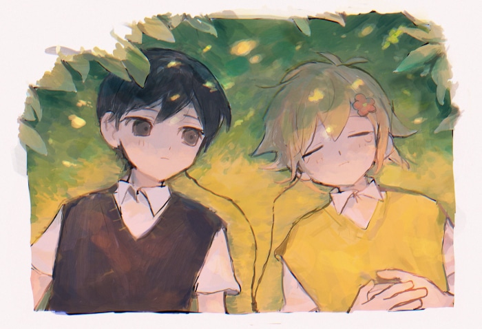 Sunny and Basil from OMORI lying down