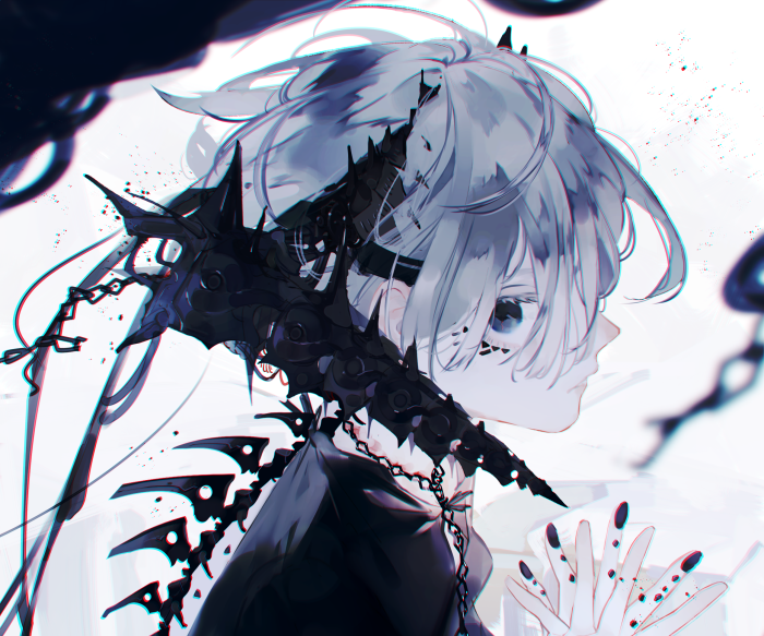 Anime girl with black thorny armor and chains