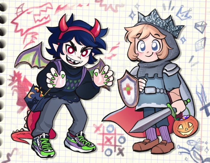 Pip Pirrup and Damien Thorn from South Park as Halloween Costumes