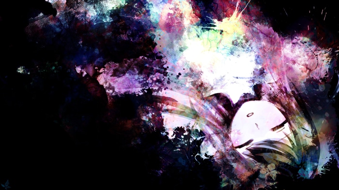Abstract anime girl with colorful splashes