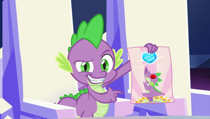 Spike from My Little Pony holding a drawing