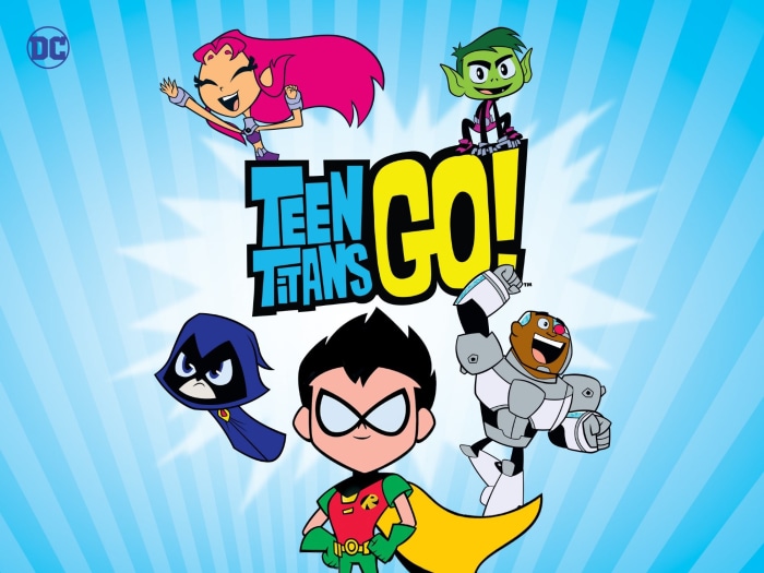Teen Titans Go! characters Starfire, Beast Boy, Raven, Robin, and Cyborg