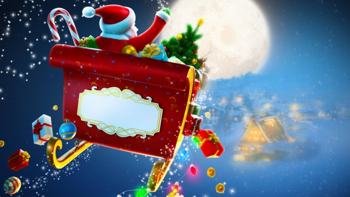 Santa Claus in his sleigh with gifts