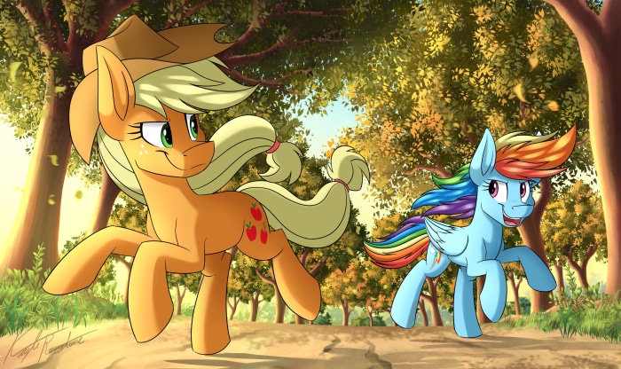 Applejack and Rainbow Dash from My Little Pony: Friendship Is Magic 4K