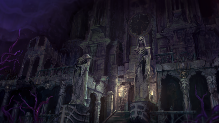Last Epoch gothic ruins with skeleton statues