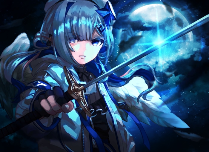 Amane Kanata from Hololive with a sword