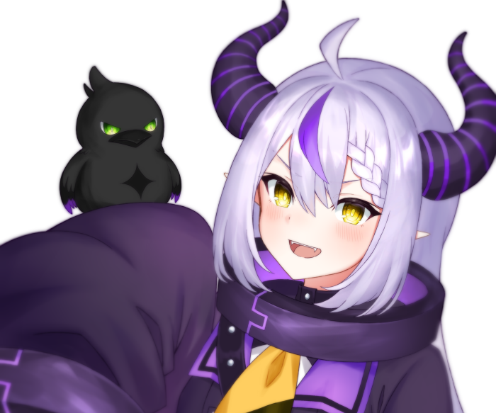 La+ Darknesss from Hololive with a bird