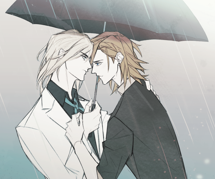 Camus and Jinguji Ren from Uta No Prince-sama under an umbrella
