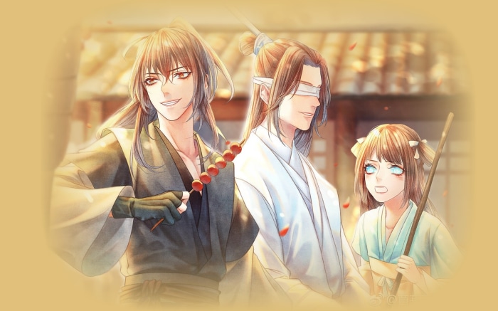Xue Yang and Xiao Xingchen with A-Qing from Mo Dao Zu Shi