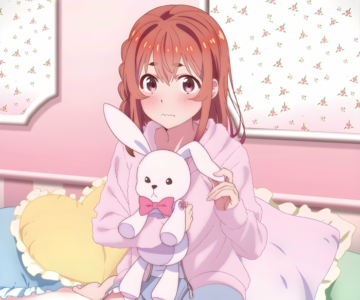 Sumi Sakurasawa from Rent-A-Girlfriend with a stuffed animal