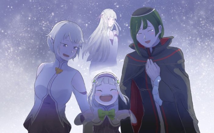 Emilia, Fortuna, and Petelgeuse from Re:ZERO