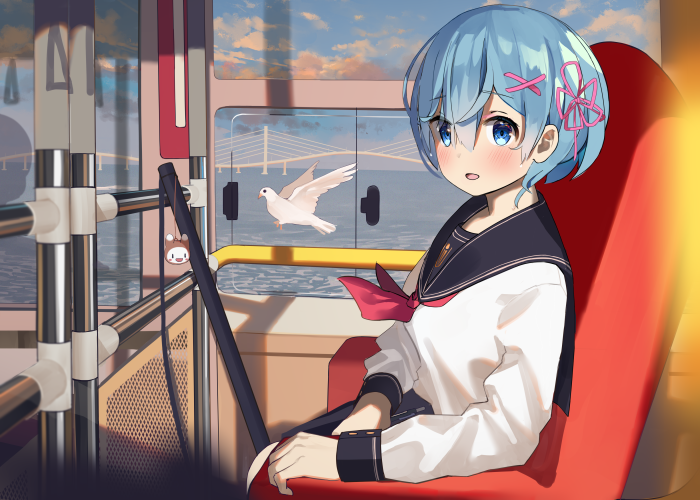 Rem from Re:ZERO on a bus