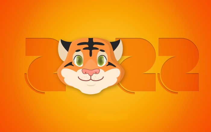 Tiger face with 2022 numbers