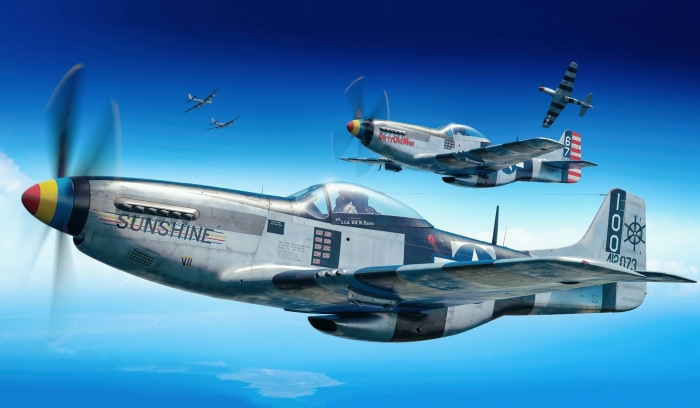 North American P-51 Mustangs in flight
