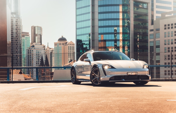 Porsche Taycan Turbo Cross Turismo in city