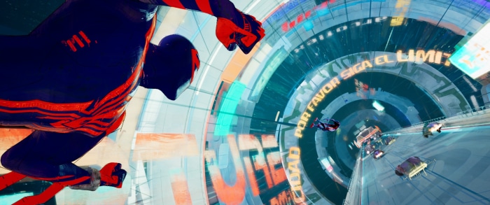 Miles Morales and Spider-Man 2099 in Spider-Man: Across The Spider-Verse