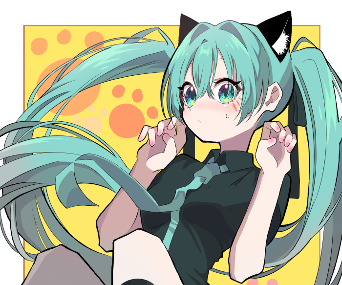 Hatsune Miku from Vocaloid with cat ears