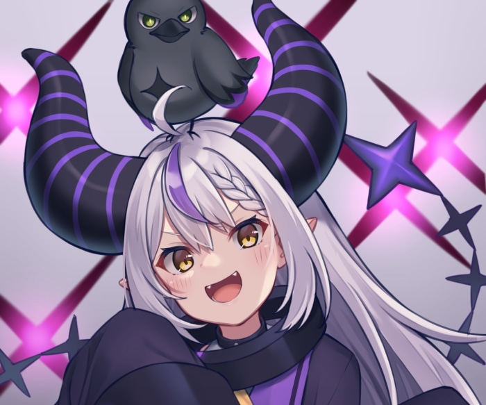 La+ Darknesss from Hololive with a crow