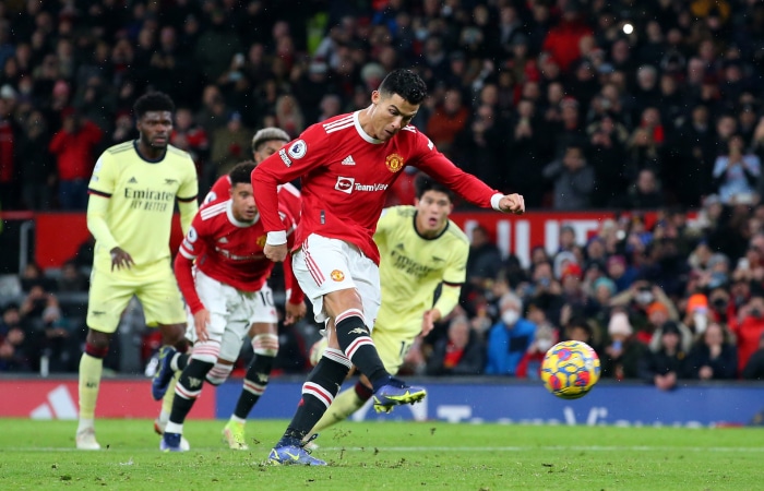 Cristiano Ronaldo from Manchester United playing soccer