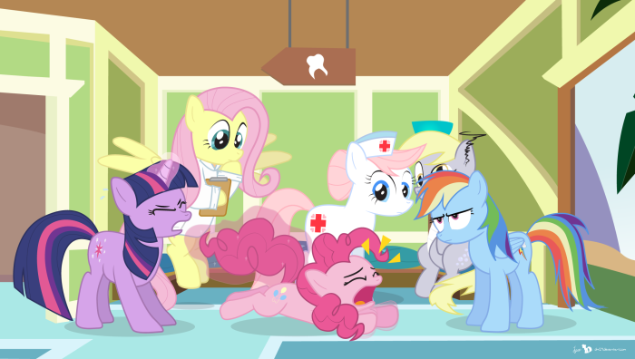 My Little Pony: Twilight Sparkle, Fluttershy, Pinkie Pie, Rainbow Dash, Nurse Redheart, Derpy Hooves