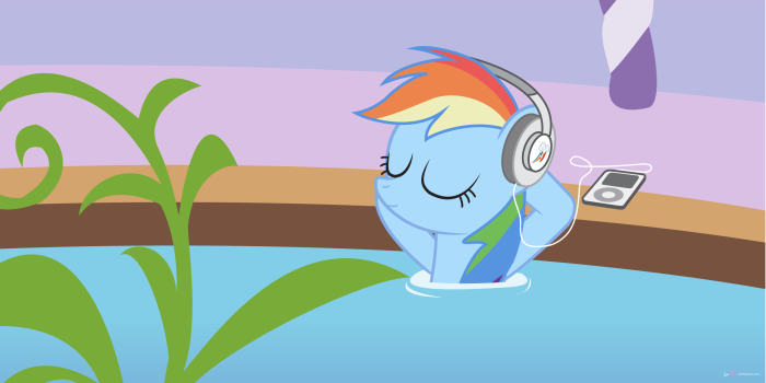 Rainbow Dash from My Little Pony: Friendship Is Magic with headphones and iPod