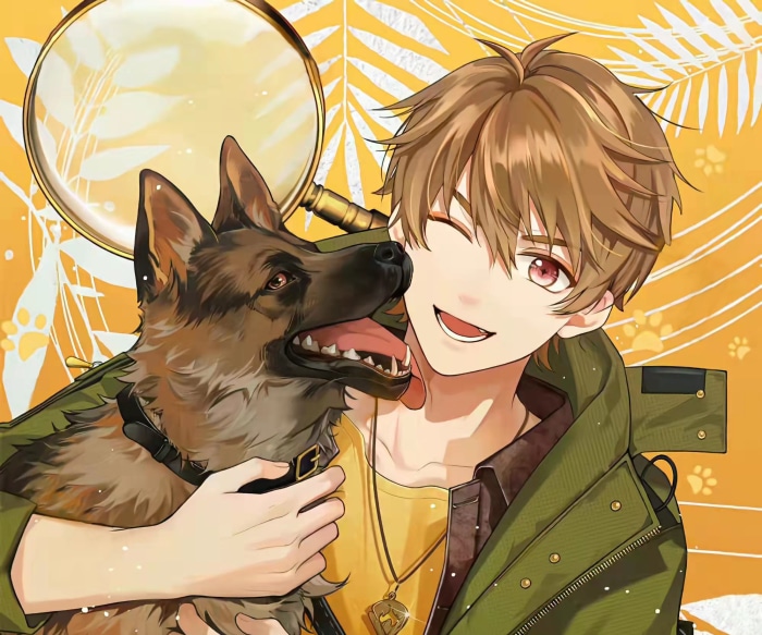 Minase Natsuhiko and German Shepherd from Tears Of Themis