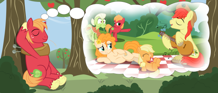 Big Macintosh dreaming of family picnic in My Little Pony