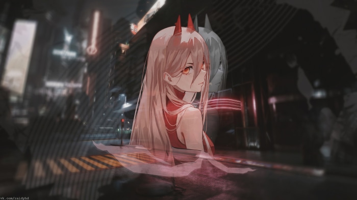 Power from Chainsaw Man in a city