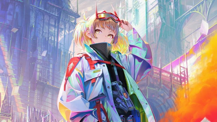 Girl in futuristic outfit with goggles 4K